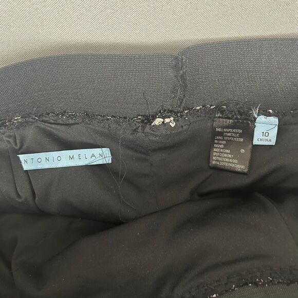 Antonio Melani Pencil Skirt Women's 10 Black Sequin Office Party Glam Profession - Picture 5 of 7